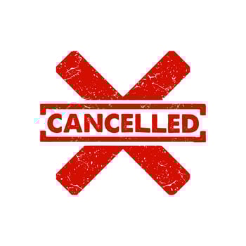 Red cancelled stamp. cancelled square grunge sign with cross x symbol. vector element icon in red color with rustic effect