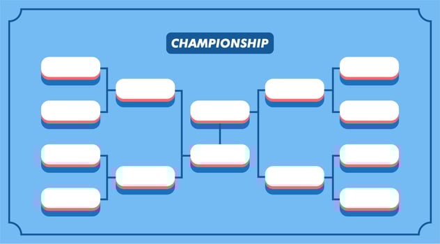sport game tournament championship contest stage layout, double elimination bracket board chart vector with champion trophy prize icon illustration background