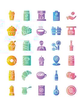 Coffee shop Icon Set 30 isolated on white background vector