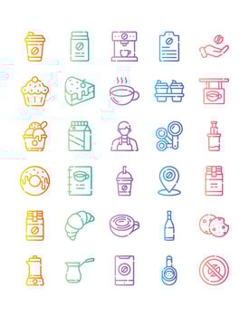 Coffee shop Icon Set 30 isolated on white background vector