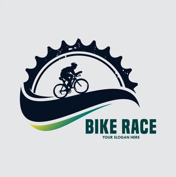 bike vintage logo template gear and cyclist vector
