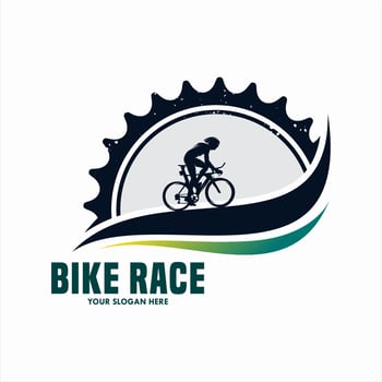 bike vintage logo template gear and cyclist vector