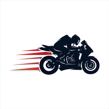 Motorcycle racing with fast logo design vector