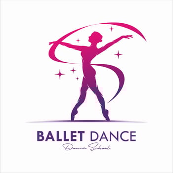 Young gymnast woman dance with ribbon logo vector