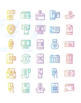 Payment Icon Set 30 isolated on white background vector