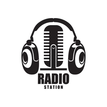 Online radio icon, radio station vector emblem