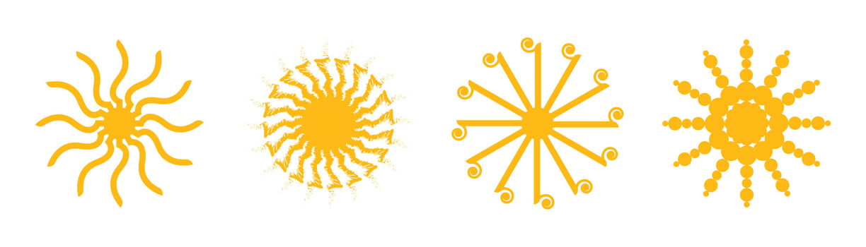 Set of sun new style design. Vector illustration