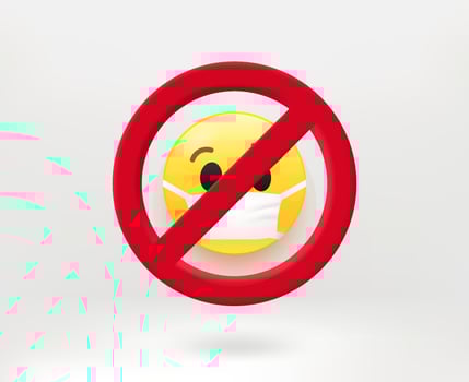 No mask concept with emoji. 3d vector illustration