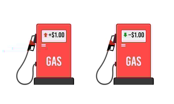 Red gas station petrol pump up and down the price vector