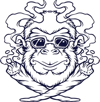 Cool Monkey Weed Joint Silhouette Vector illustrations for your work Logo, mascot merchandise t-shirt, stickers and Label designs, poster, greeting cards advertising business company or brands.
