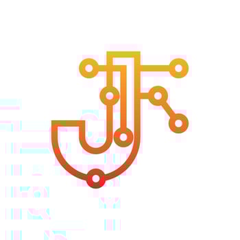 Letter J Circuit Technology Modern Logo vector
