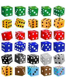 gaming dice of different colors on a white background vector