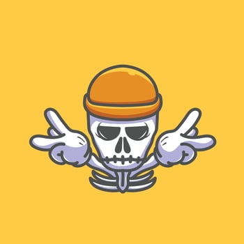 Cool Skull Character Cartoon Mascot Flat Design vector