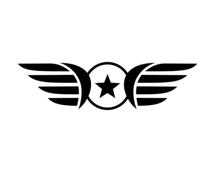 Vector illustration of a wing sign symbol. Can be used for anything related to flying, aviation, superhero, cargo, courier services