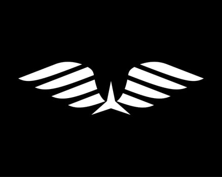 Vector illustration of a wing sign symbol. Can be used for anything related to flying, aviation, superhero, cargo, courier services