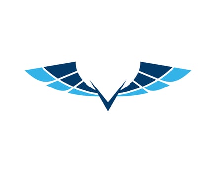 Vector illustration of a wing sign symbol. Can be used for anything related to flying, aviation, superhero, cargo, courier services