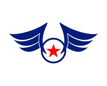 Vector illustration of a wing sign symbol. Can be used for anything related to flying, aviation, superhero, cargo, courier services