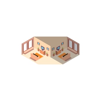 Room Interior Isometric Creative Design vector