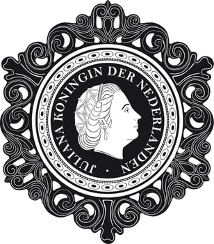 Netherland 5 cent coin with vintage frame handmade design vector