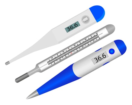 three thermometers for body temperature on a white background vector