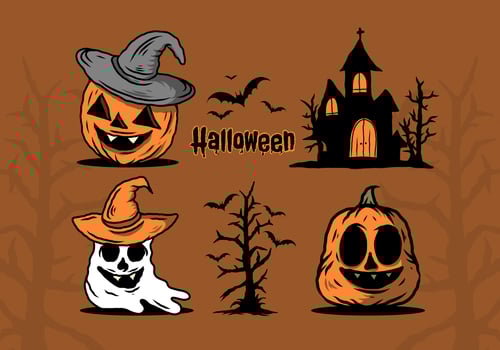 Scary Halloween stuff illustration design vector