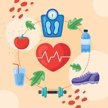 healthy lifestyle icons around vector