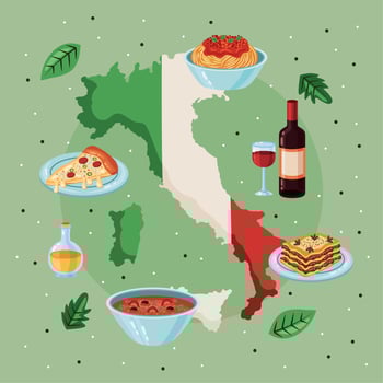 italian food with map vector