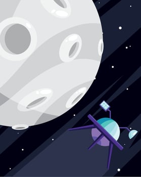 moon and ufo vector