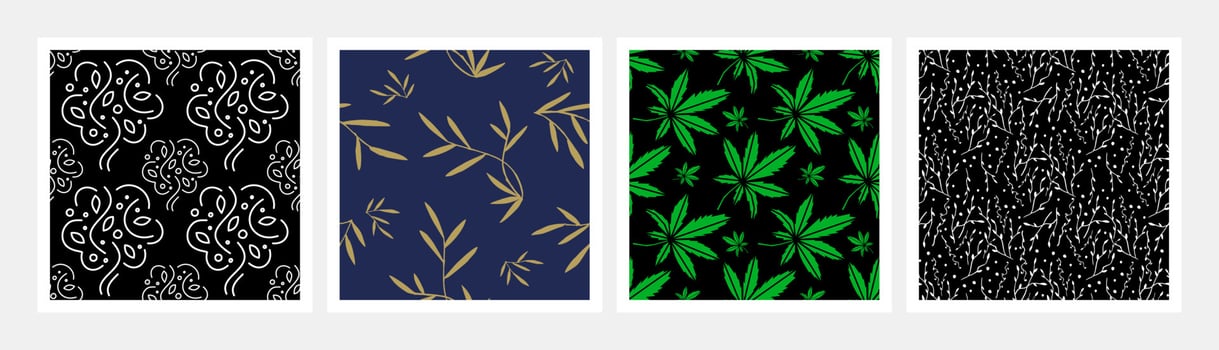 patterns twigs ornament. twigs, leaves - vector illustration set. seamless pattern vegetable collection. selection wallpaper decor interior. simple stylish backgrounds in flat style