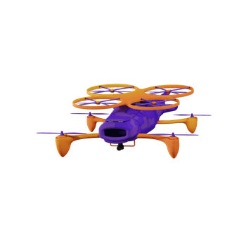 Purple Orange Drone  3D Illustrations png