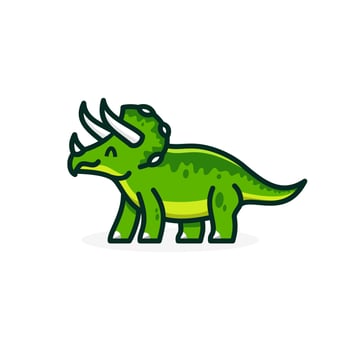 triceratops logo icon, smile prehistoric animal or dinosaur, Vector illustration of cute cartoon dino character for children and scrap book