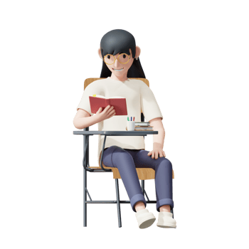 Girl Schools Character 3D Illustrations png