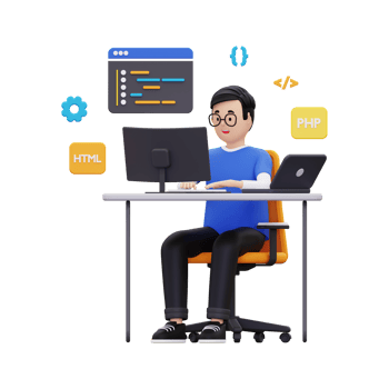 3d Web developer working on project illustration png