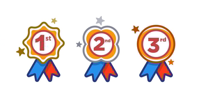 1st 2nd 3rd medal first place second third award winner badge guarantee winning prize ribbon symbol sign icon logo template Vector clip art illustration