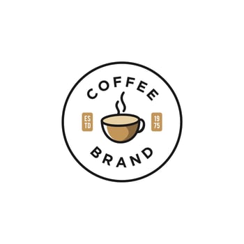 badge a cup of coffee with bean natural line stamp logo vector icon design in minimal vintage hipster modern beautiful style, premium coffee shop bar icon
