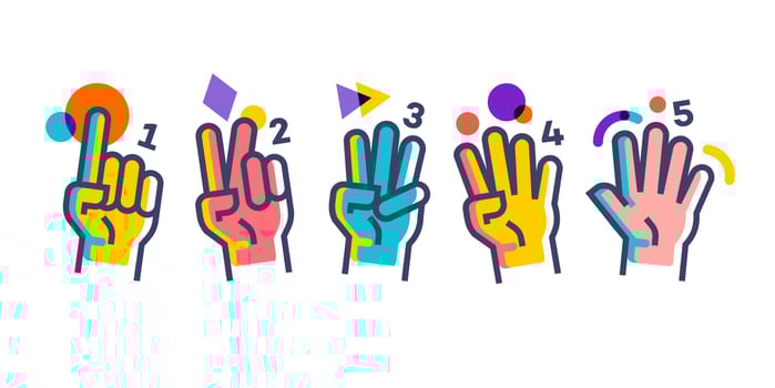 hands showing numbers, hand gesture count 1 2 3 4 and 5 vector icon illustration in trendy cartoon filled line style set Illustration, counting hand vector design