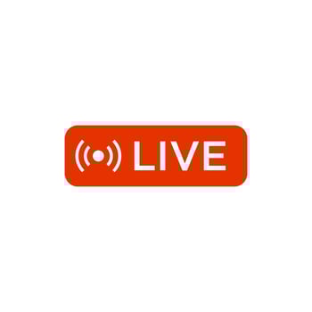online broadcasting icon vector sticker Illustration, Live stream sign in red rectangle background. live report button.