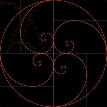 Fibonacci spiral. Golden ratio vector
