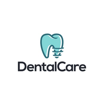 dental care implant tooth logo vector Illustration abstract minimal line design