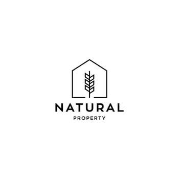 minimal and simple house icon vector logo with beautiful plant tree flower, organic house, cottage forrest design illustration
