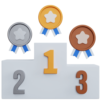 3d rendering champion podium with medal isolated png