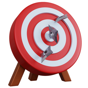 3d rendering red target with three shuriken isolated png