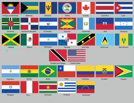 Vector illustration of different countries flags set