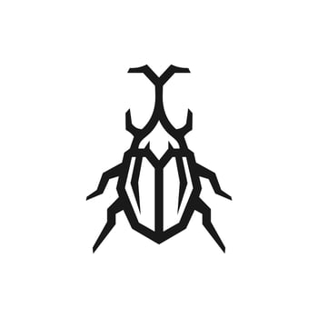 beetle logo Vector icon design, Illustration of Japanese male stag beetle insect with horn