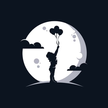 Kids dream in the moon logo design vector