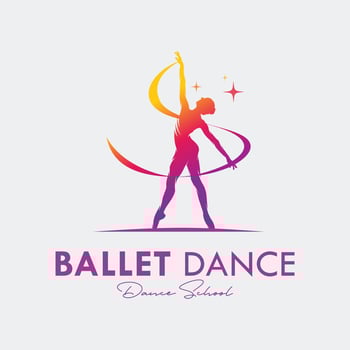 Young gymnast woman dance with ribbon logo vector