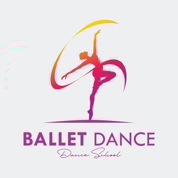 Young gymnast woman dance with ribbon logo vector