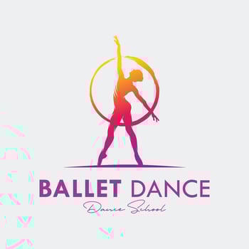Young gymnast woman dance with ribbon logo vector