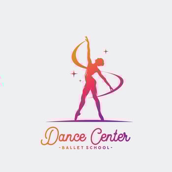 Young gymnast woman dance with ribbon logo vector