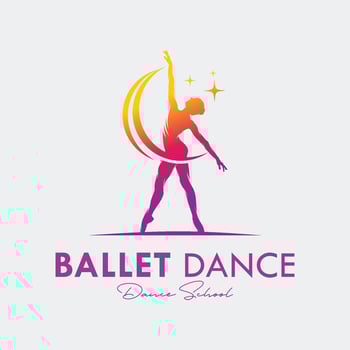 Young gymnast woman dance with ribbon logo vector